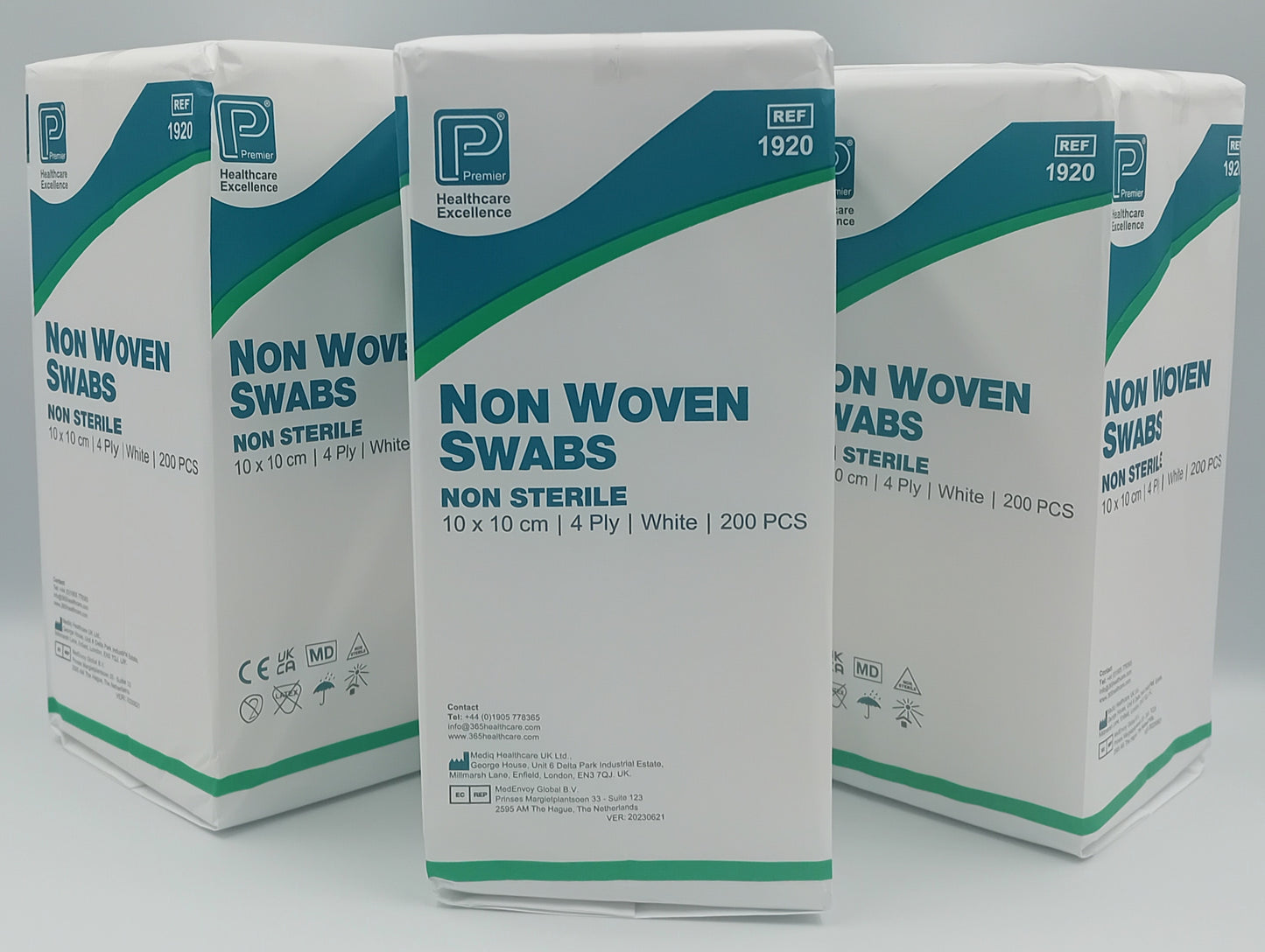Non-Woven Swabs – 1920 – Non-Sterile – 4 Ply – 10cm x 10cm – Pack of 200 – Case of 20 Packs