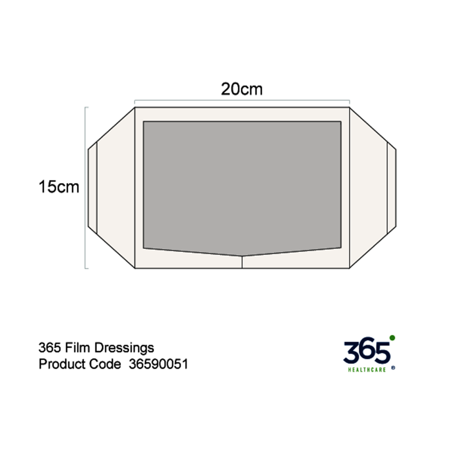 365 Transparent Film Dressing – 15cm x 20cm – Box of 25