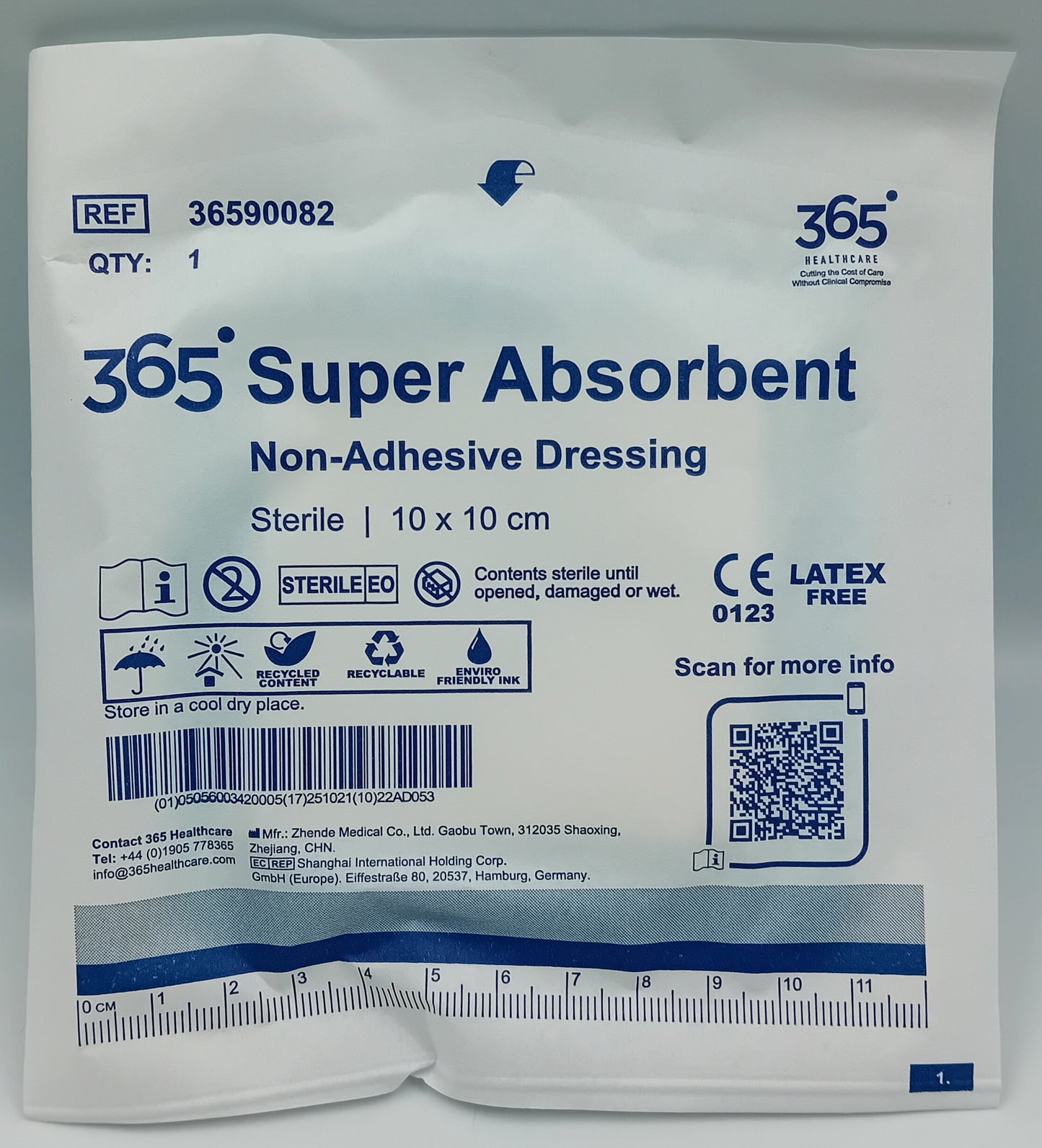 365 Super Absorbent Dressing 10x10cm Non-Adhesive - Box of 10 | Sterile Pads