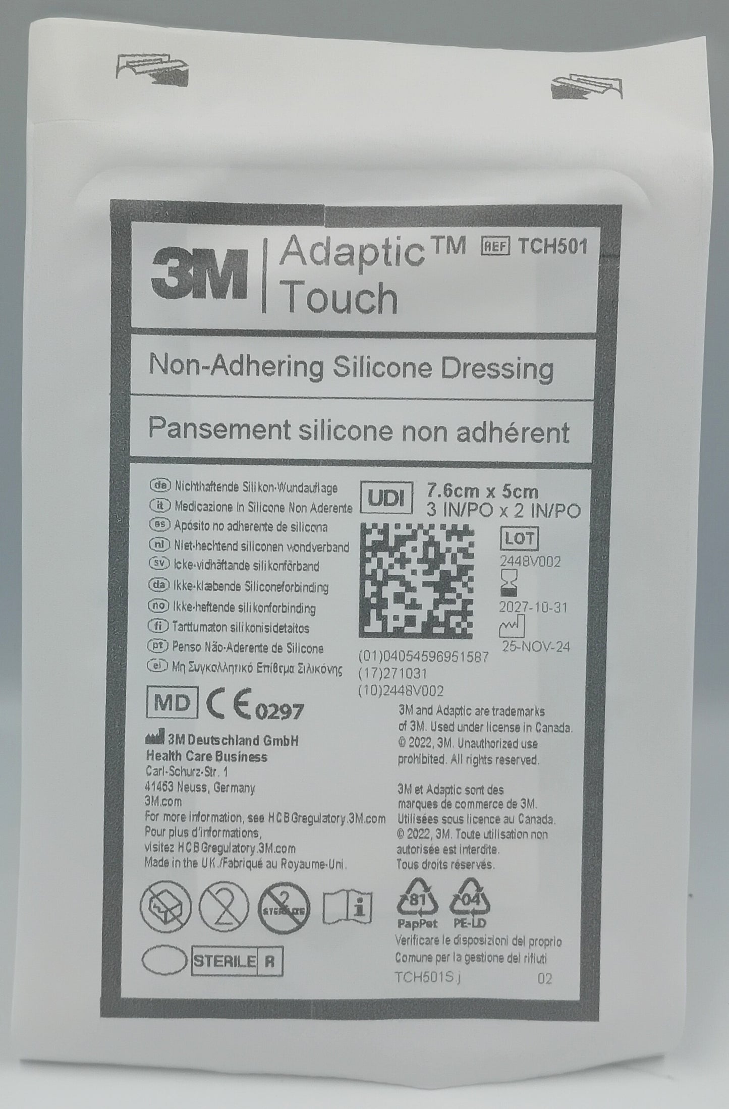 Adaptic Touch Silicone Non-Adhesive Dressings 7.6cm x 5cm - Pack of 10