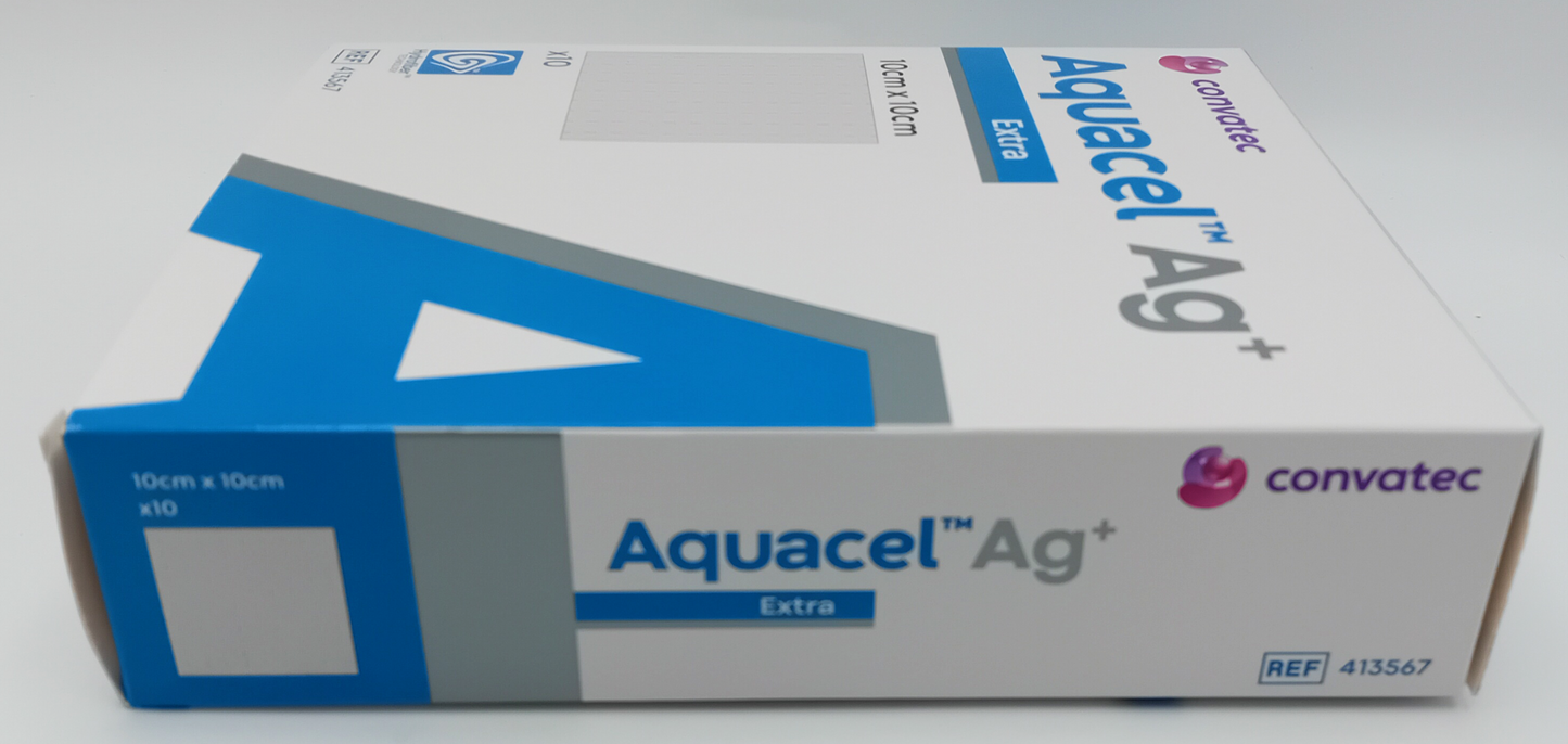 Aquacel AG+ Extra 10cm x 10cm - Box of 10 - Antimicrobial Wound Dressings