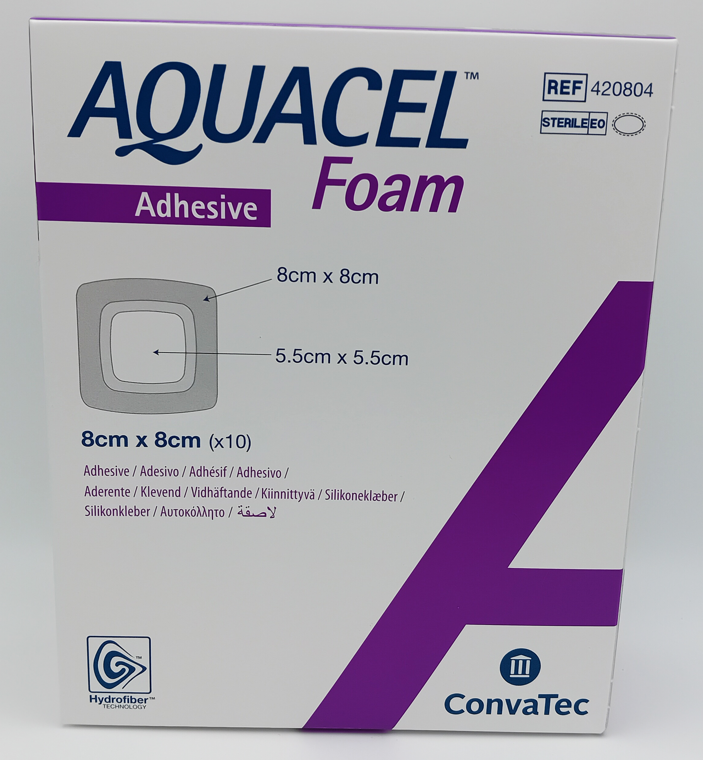 Aquacel Foam Adhesive 8cm x 8cm - Box of 10 - Sterile Wound Dressings