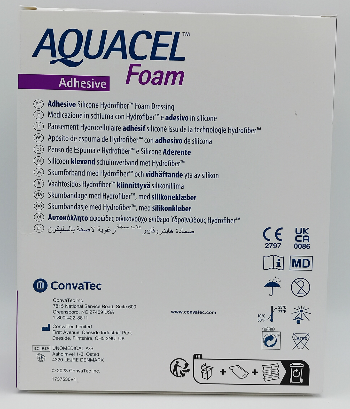 Aquacel Foam Adhesive 8cm x 8cm - Box of 10 - Sterile Wound Dressings