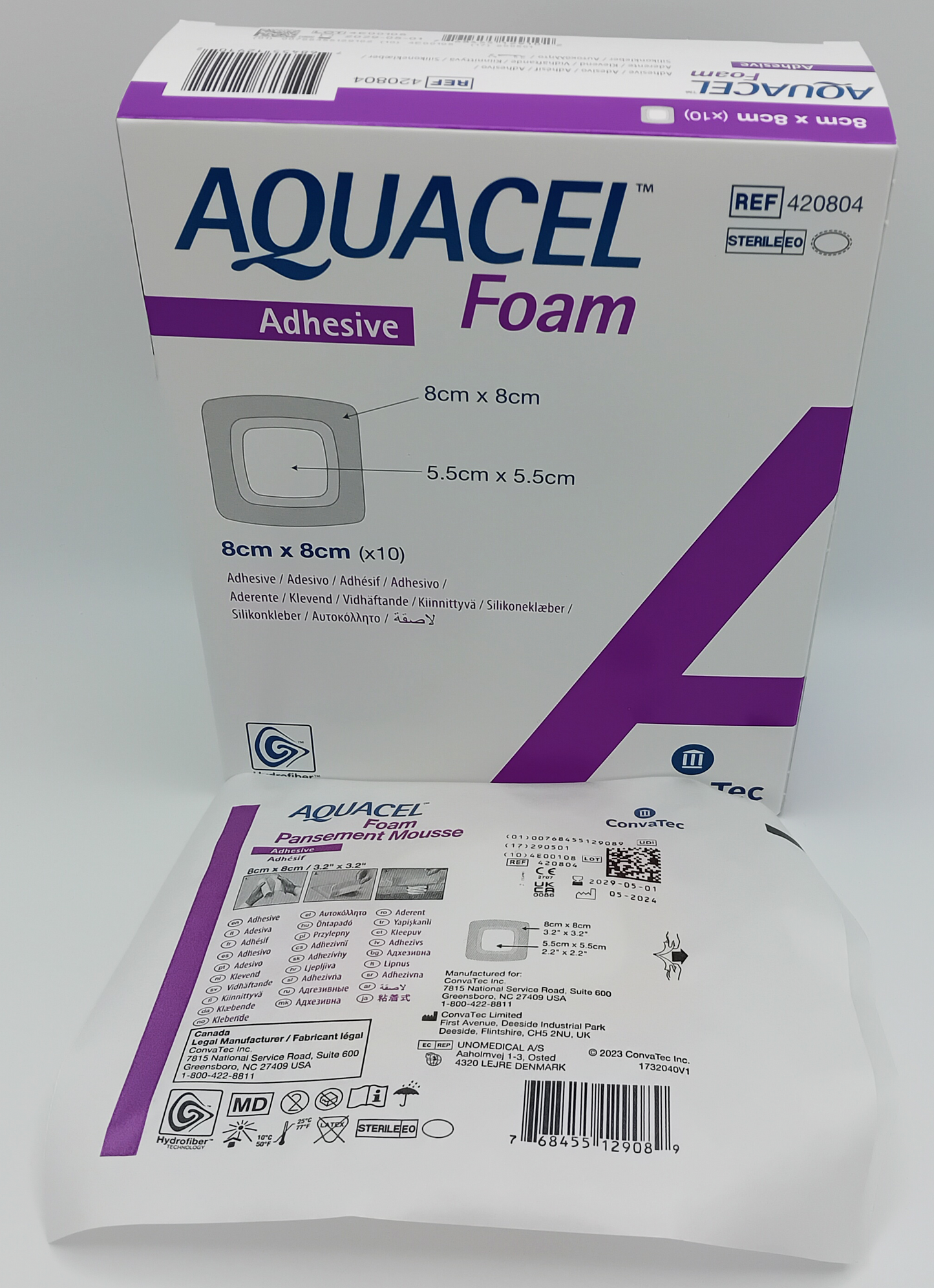 Aquacel Foam Adhesive 8cm x 8cm - Box of 10 - Sterile Wound Dressings