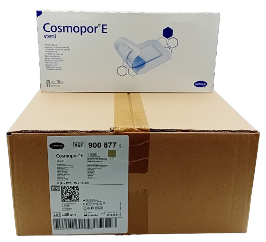 Cosmopor E Adhesive Sterile Wound Dressings 25cm x 10cm – Box of 25 (Case of 8 Boxes / 200 Dressings)