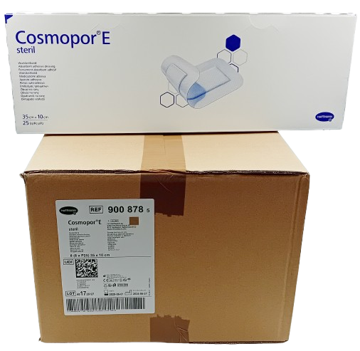 Cosmopor E Adhesive Sterile Wound Dressings 35cm x 10cm – Box of 25 (Case of 8 Boxes / 200 Dressings)