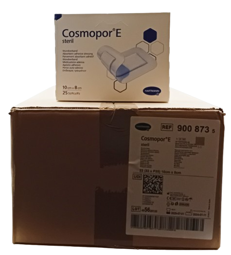 Cosmopor E Adhesive Sterile Wound Dressings 10cm x 8cm – Box of 25 (Case of 22 Boxes / 550 Dressings)