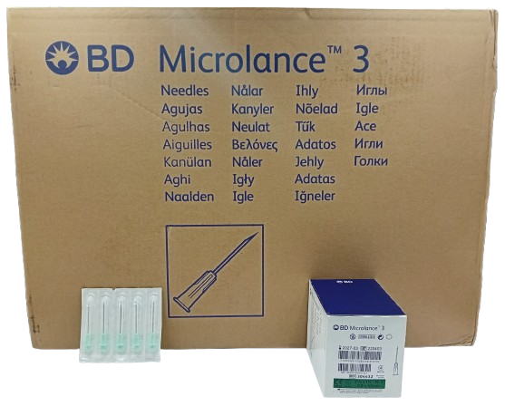BD Microlance 3 Hypodermic Needles – 40mm (1½") – 21G Green – Pack of 100 – Case of 50