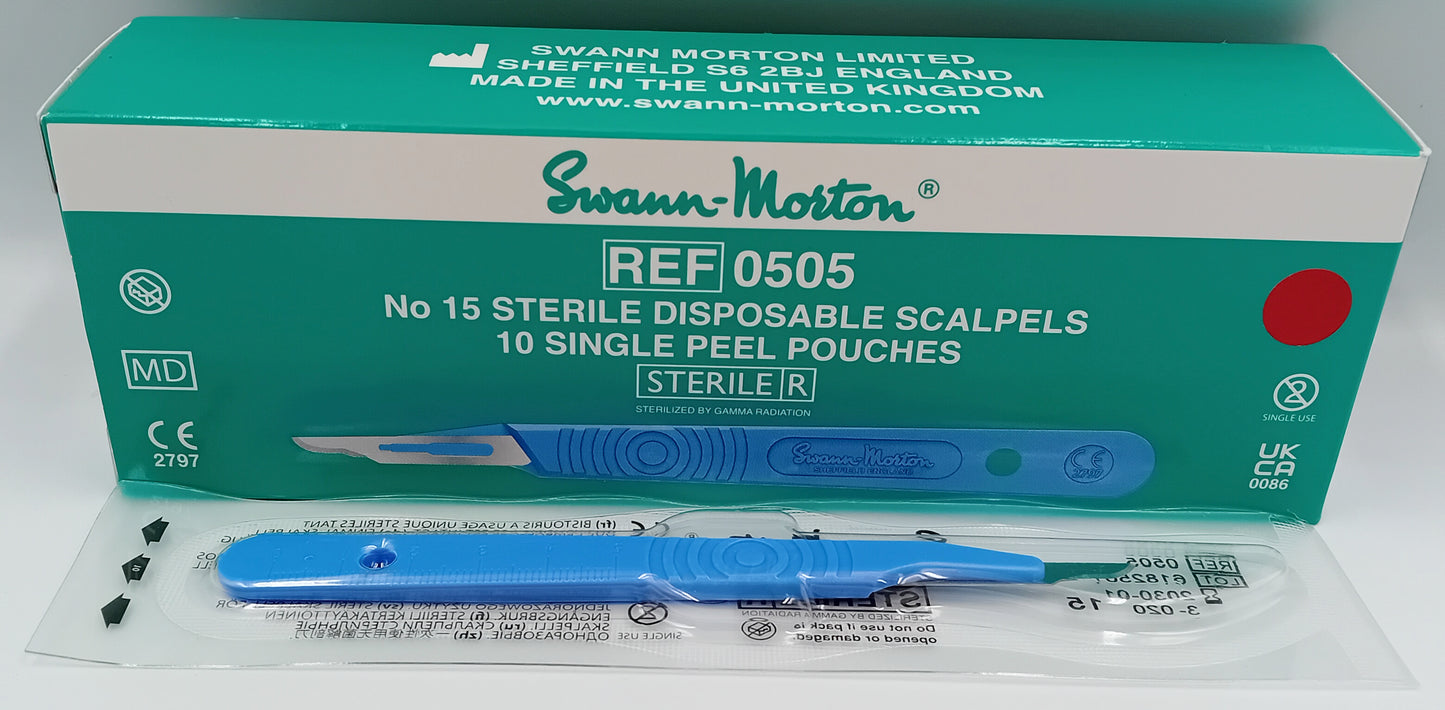 Swann-Morton No.15 Sterile Disposable Scalpels – Box of 10