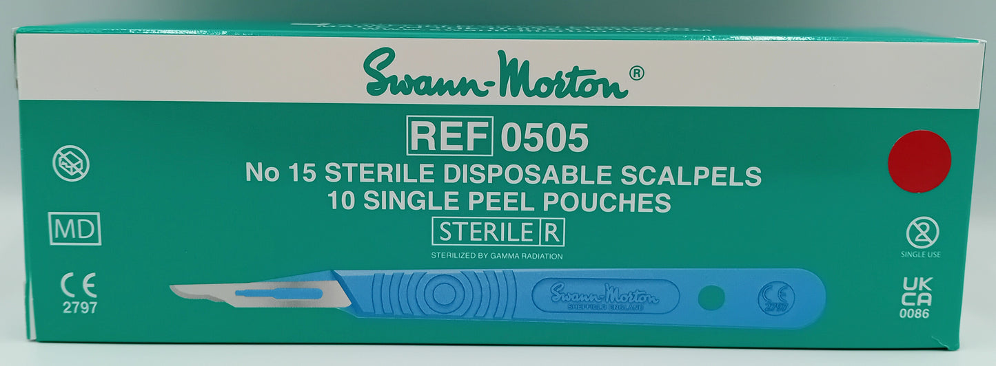 Swann-Morton No.15 Sterile Disposable Scalpels – Box of 10