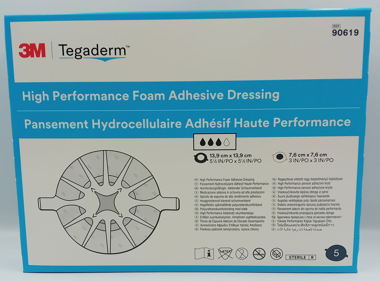Tegaderm Foam Dressing Oval 13.9cm x 13.9cm Box of 5