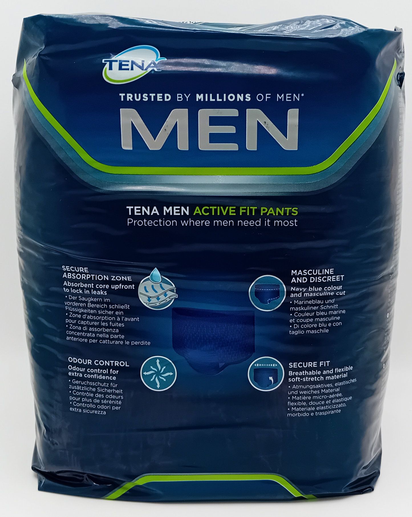 TENA Men Active Fit Pants Plus L - Case of 4 Packs of 8 (32 Pants Total)