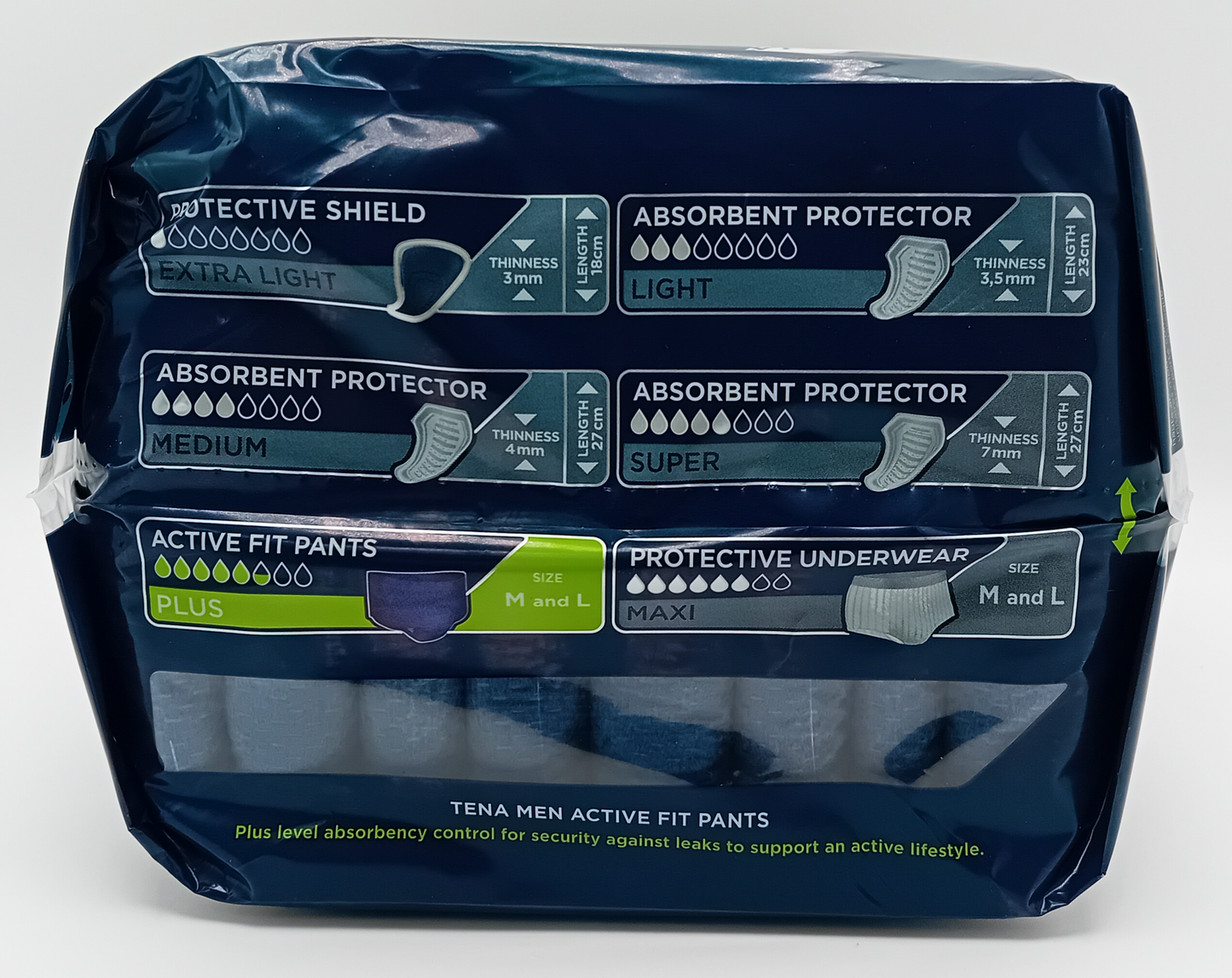 TENA Men Active Fit Pants Plus L - Case of 4 Packs of 8 (32 Pants Total)