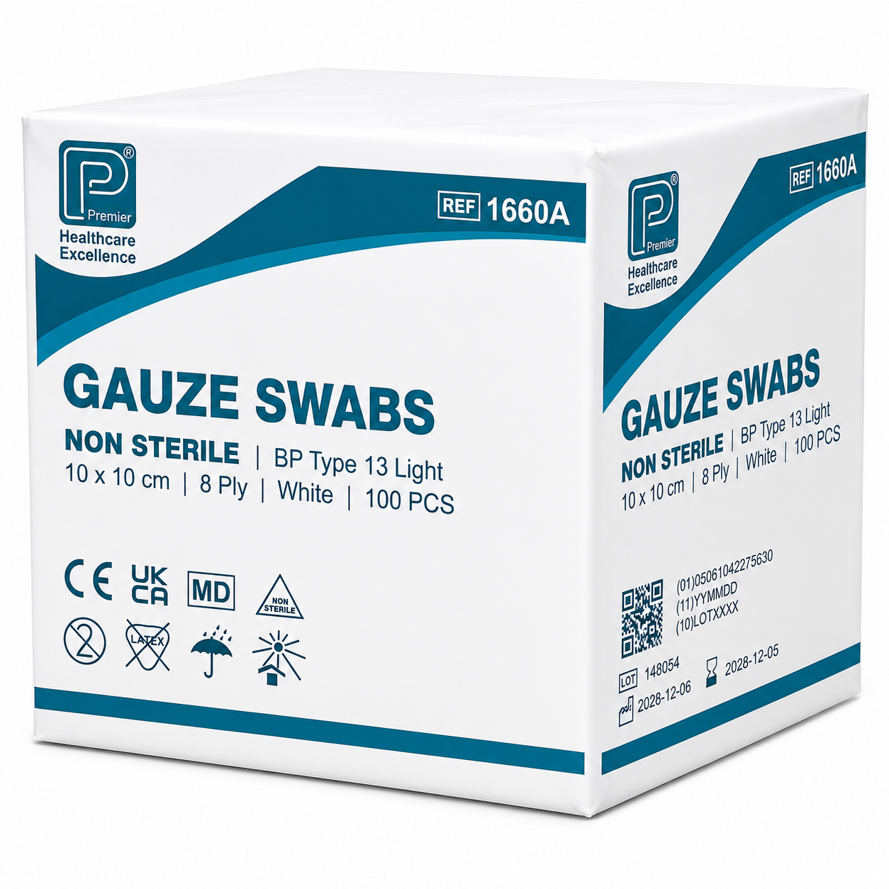 Gauze Swabs 1660A Non-Sterile 8 Ply – 10cm x 10cm – Pack of 100