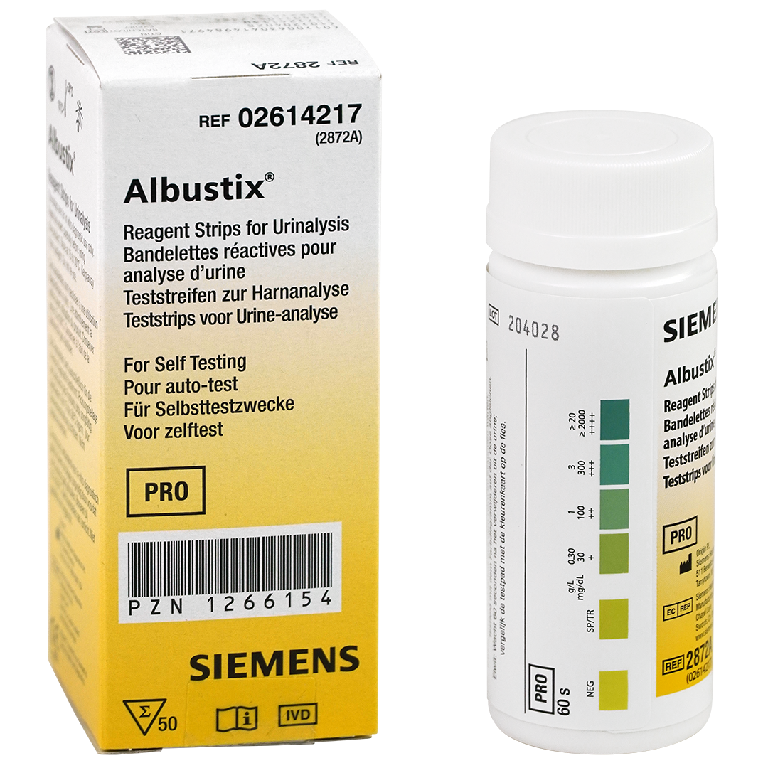 Albustix Reagent Strips for Urinalysis – Box of 50 Strips
