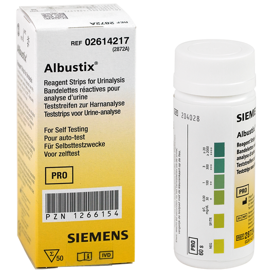 Albustix Reagent Strips for Urinalysis – Box of 50 Strips