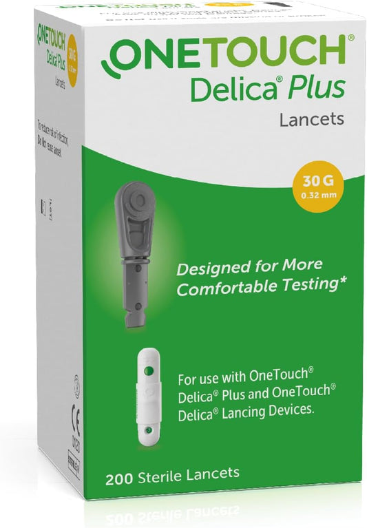 OneTouch Delica Plus 30G Lancets Box of 200 | Sterile Blood Glucose Testing