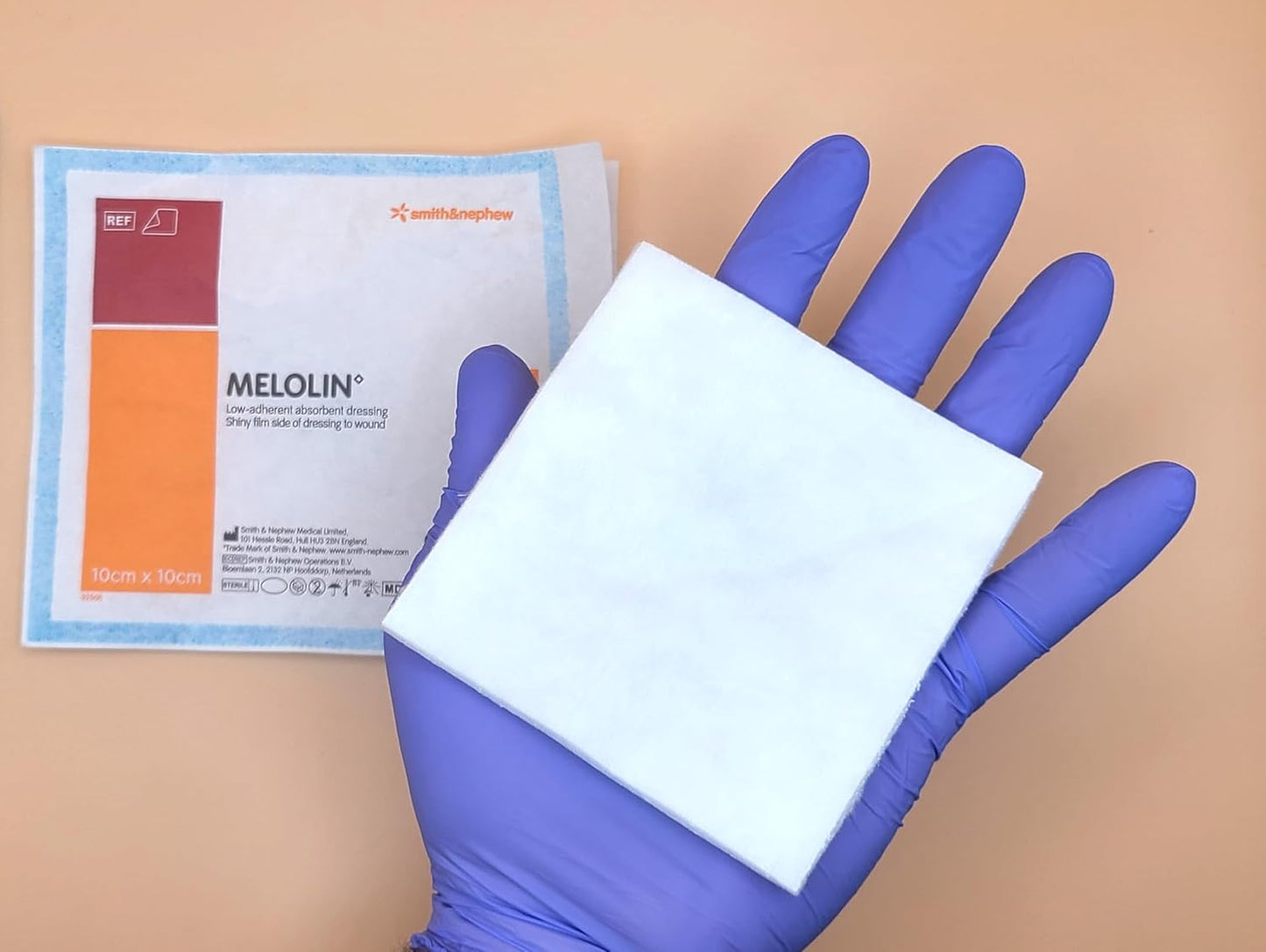 MELOLIN Sterile Non-Adherent Dressings - Qty 10, Individual Packs, Available in S, M/L, & XL, Ideal for Wound Care, Non-Stick Gauze (M/L Wound, 10cm x 10cm)