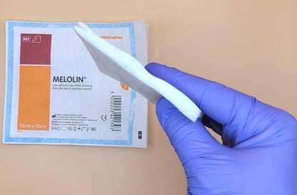 MELOLIN Sterile Non-Adherent Dressings - Qty 10, Individual Packs, Available in S, M/L, & XL, Ideal for Wound Care, Non-Stick Gauze (M/L Wound, 10cm x 10cm)