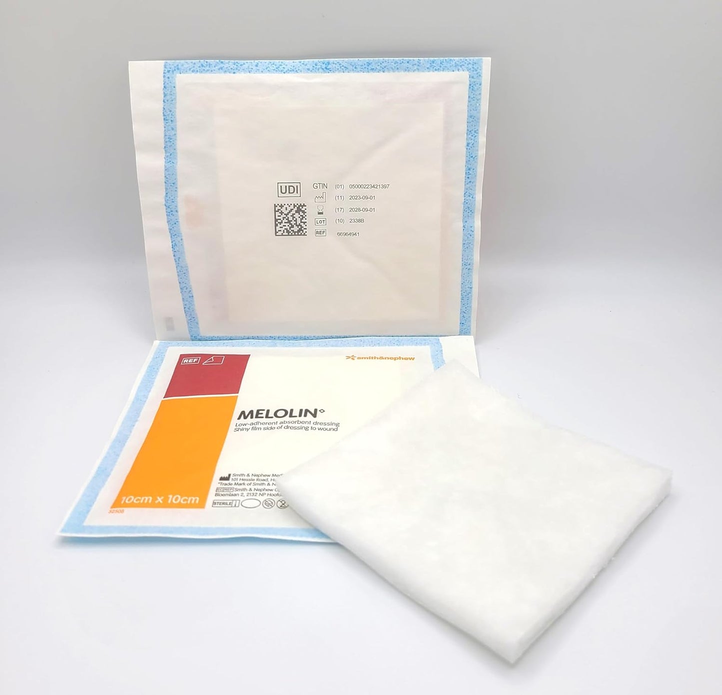 MELOLIN Sterile Non-Adherent Dressings - Qty 10, Individual Packs, Available in S, M/L, & XL, Ideal for Wound Care, Non-Stick Gauze (M/L Wound, 10cm x 10cm)