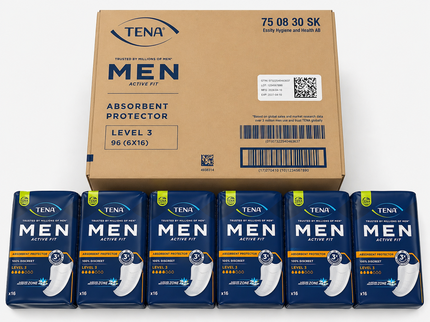 Tena Men Level 3 Case of 96 Pads
