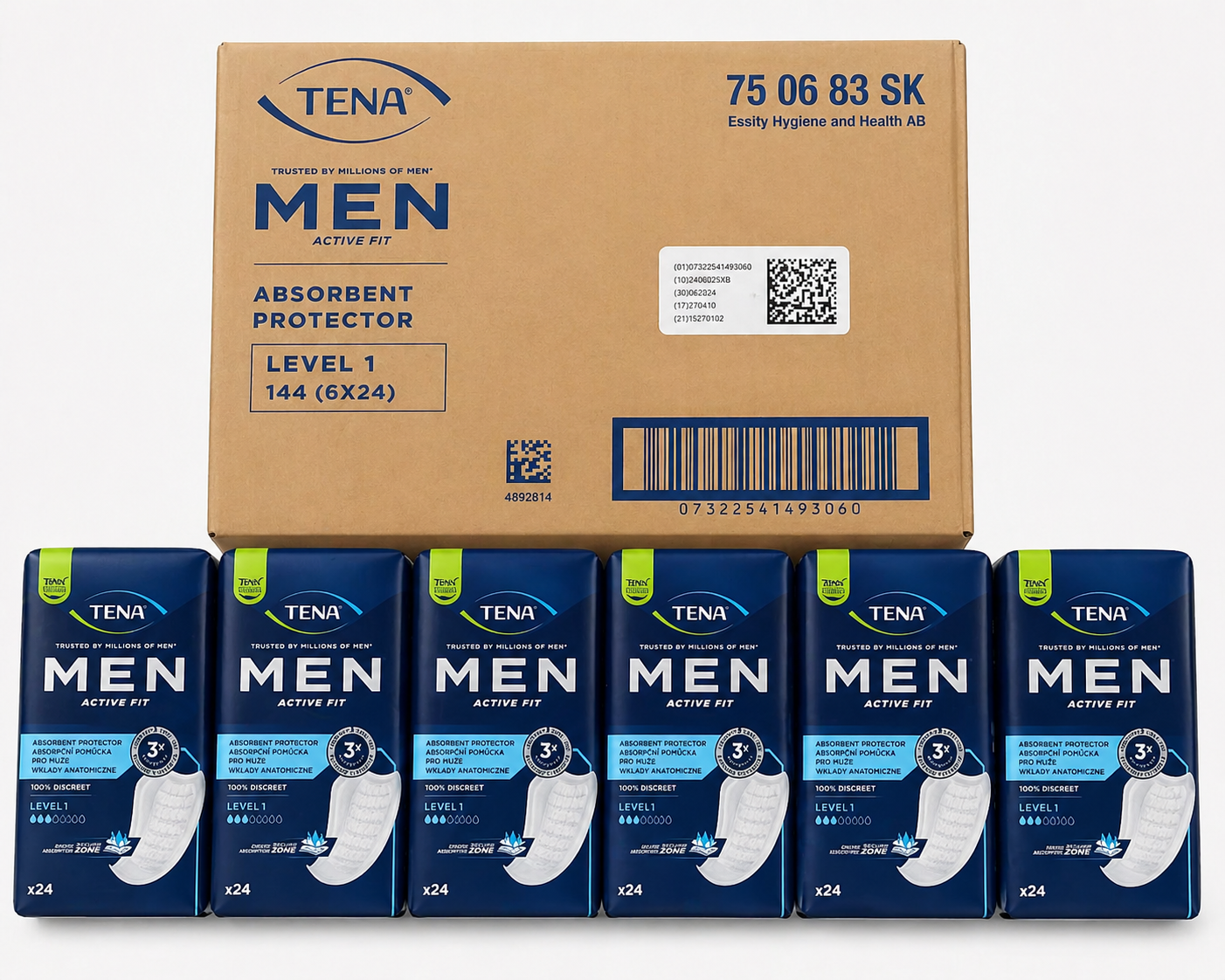 Tena Men Level 1 Case of 144 Pads