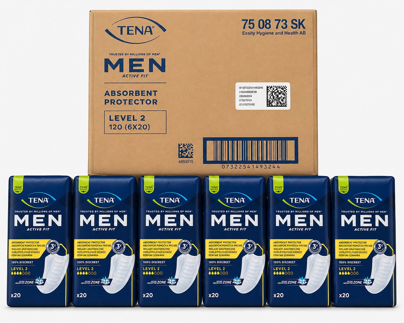 Tena Men Level 2 Case of 120 Pads