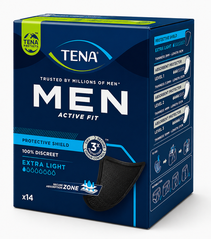 TENA Men Active Fit Extra Light Pads (Pack of 14) - Discreet & Comfortable Incontinence