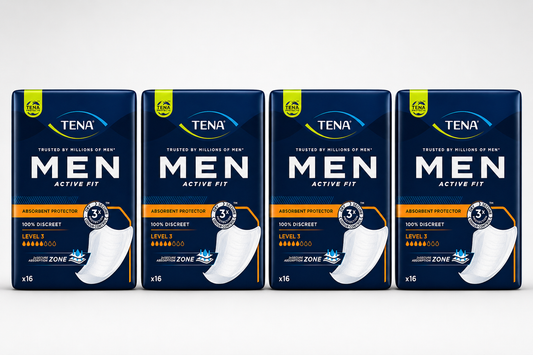 TENA Men Level 3 Incontinence Pads Pack 16 x4 | 64 Male Guards Total