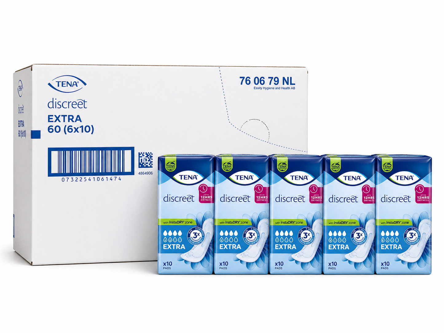 TENA Lady Extra Discreet 10 x6 Packs (60 Pads) | Slim Protection Case