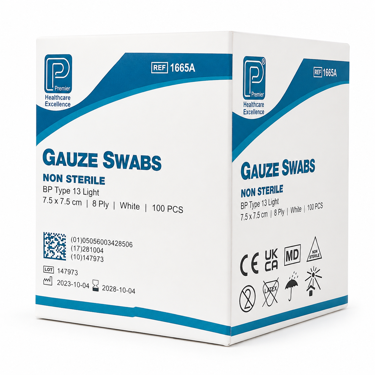 Gauze Swabs 1655A Non-Sterile 8 Ply – 7.5cm x 7.5cm – Pack of 100