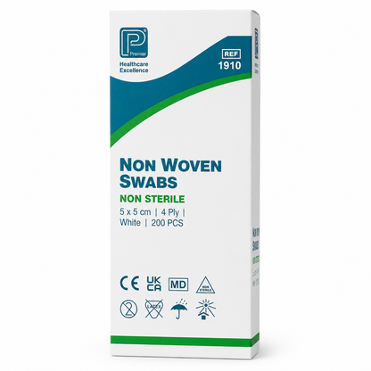 Non-Woven Swabs 1910 Non-Sterile 4 Ply – 5cm x 5cm – Pack of 200