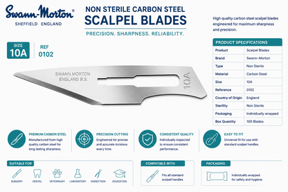 Swann-Morton No.10A Carbon Scalpel Blades 0102 | Non Sterile Surgical Blades