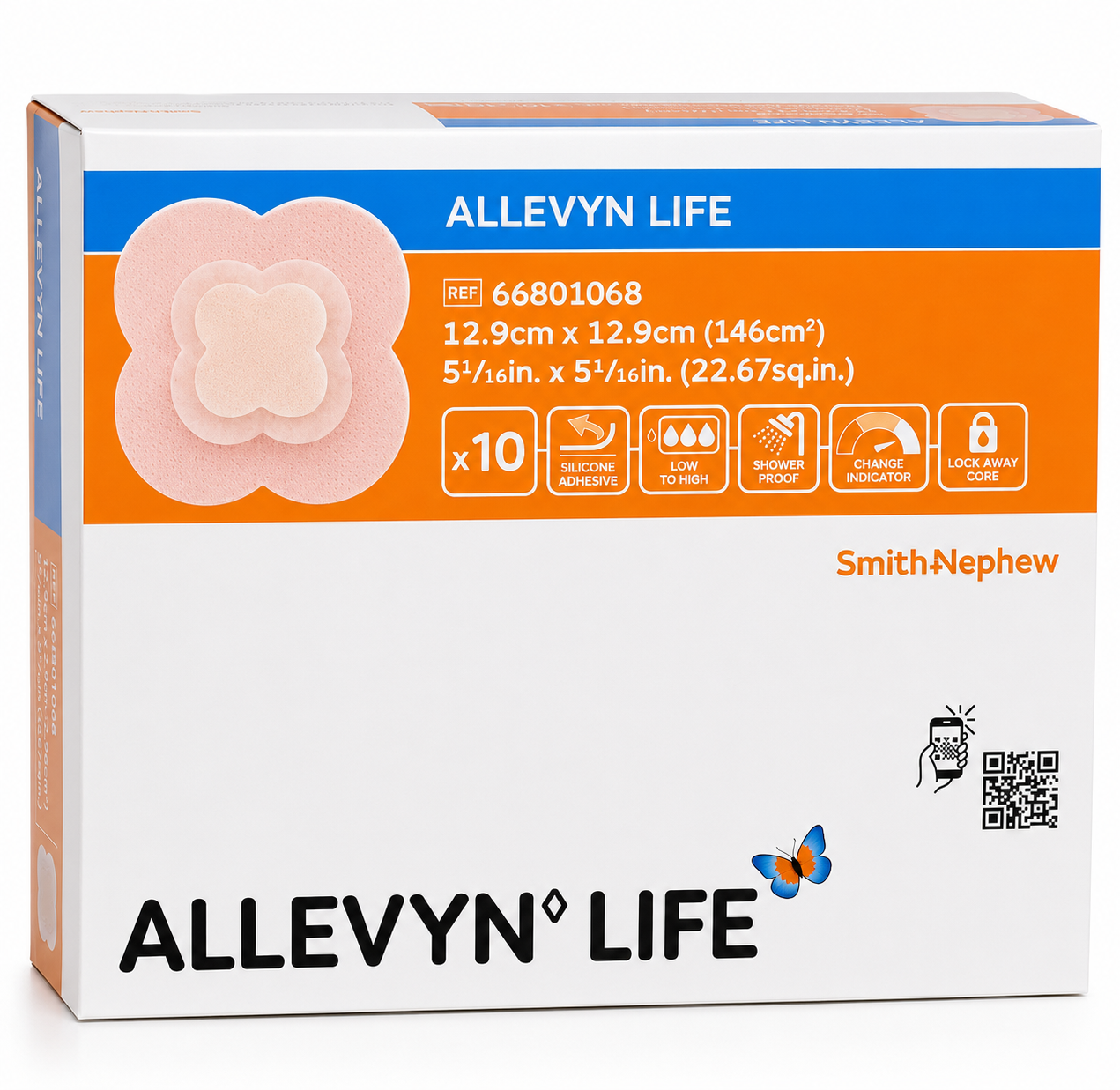 ALLEVYN Life 12.9x12.9cm Box of 10 | Silicone Foam Wound Dressings