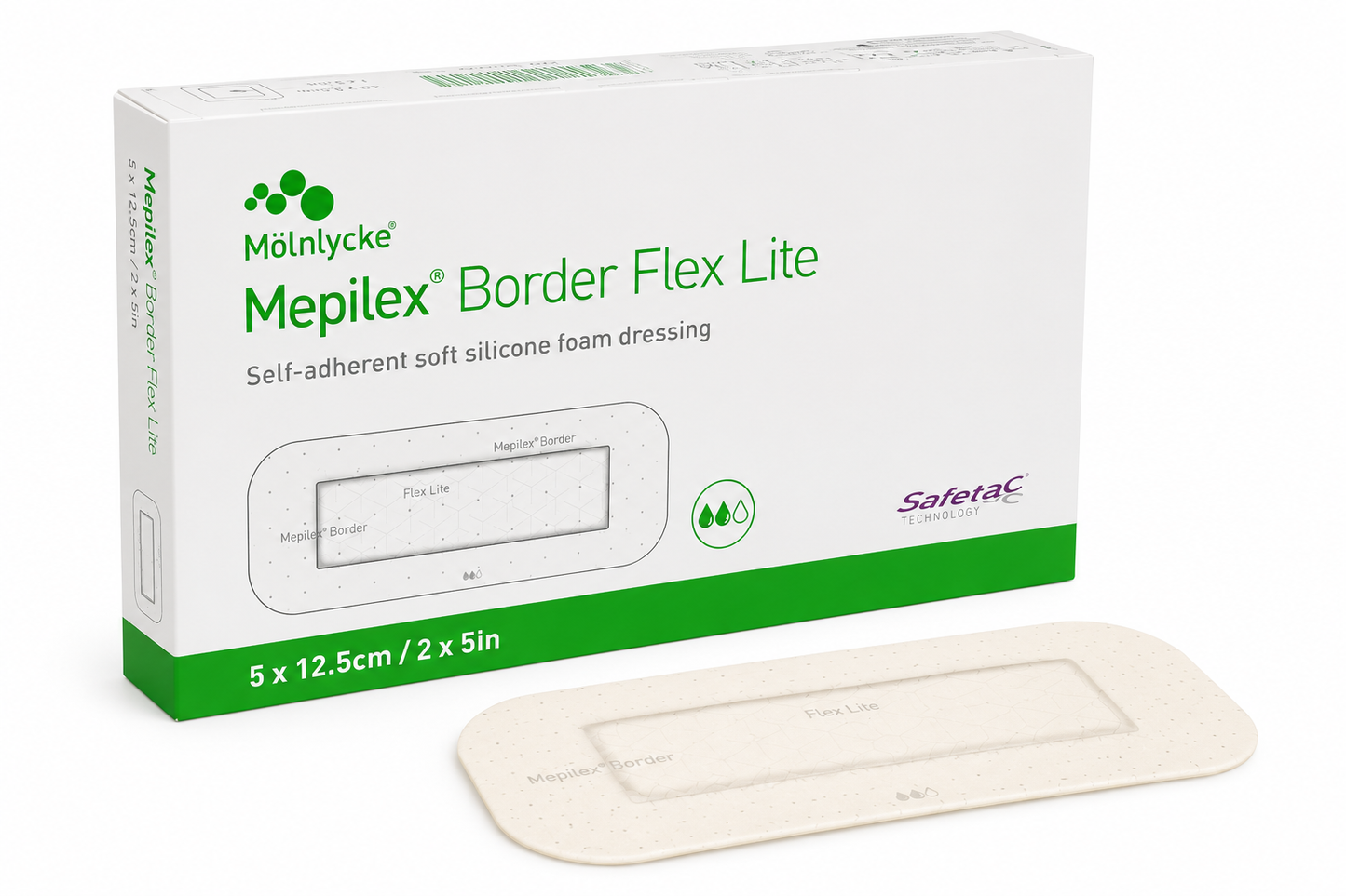 Mepilex Border Flex Lite 5x12.5cm Box of 5 | Silicone Foam Dressing