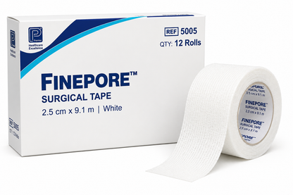 Finepore White Surgical Tape 2.5cm Box of 12 | Hypoallergenic Medical Tape
