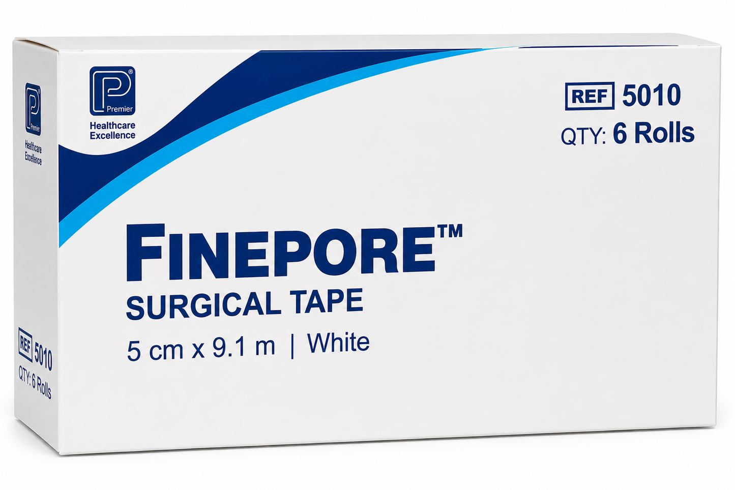 Finepore White Surgical Tape 5cm Box of 6 | Hypoallergenic Medical Tape