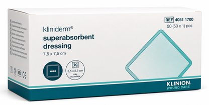 Kliniderm Super Absorbent 7.5x7.5cm Box of 50 | Wound Dressings Sterile
