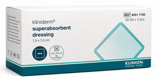 Kliniderm Super Absorbent 7.5x7.5cm Box of 50 | Wound Dressings Sterile
