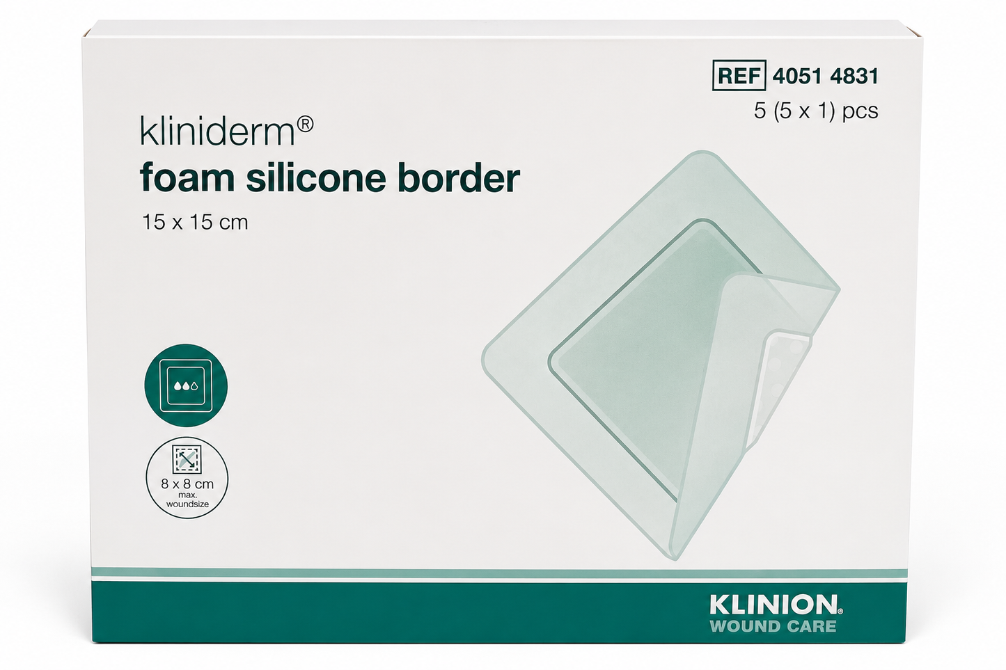 Kliniderm Foam Silicone Border 15x15cm Box of 5 | Foam Wound Dressings