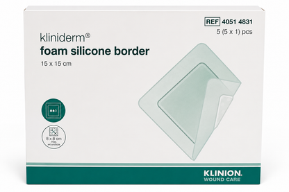 Kliniderm Foam Silicone Border 15x15cm Box of 5 | Foam Wound Dressings