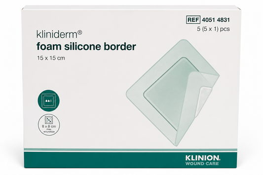 Kliniderm Foam Silicone Border 15x15cm Box of 5 | Foam Wound Dressings
