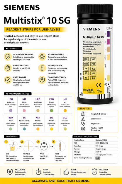 Multistix 10SG Urinalysis Test Strips Box of 100 | Urine Test Strips