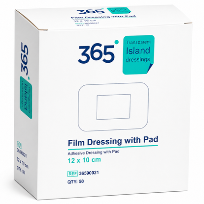 365 Film Island Dressing 10x12cm Box of 50 | Sterile Waterproof Dressing