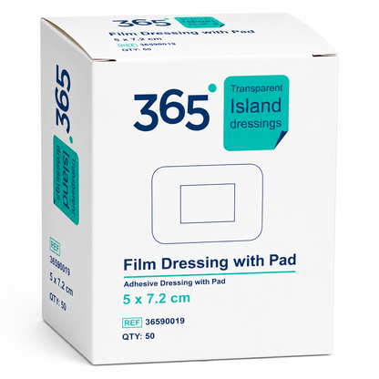 365 Film Island Dressing 5x7.2cm Pack of 50 | Sterile Waterproof Dressing