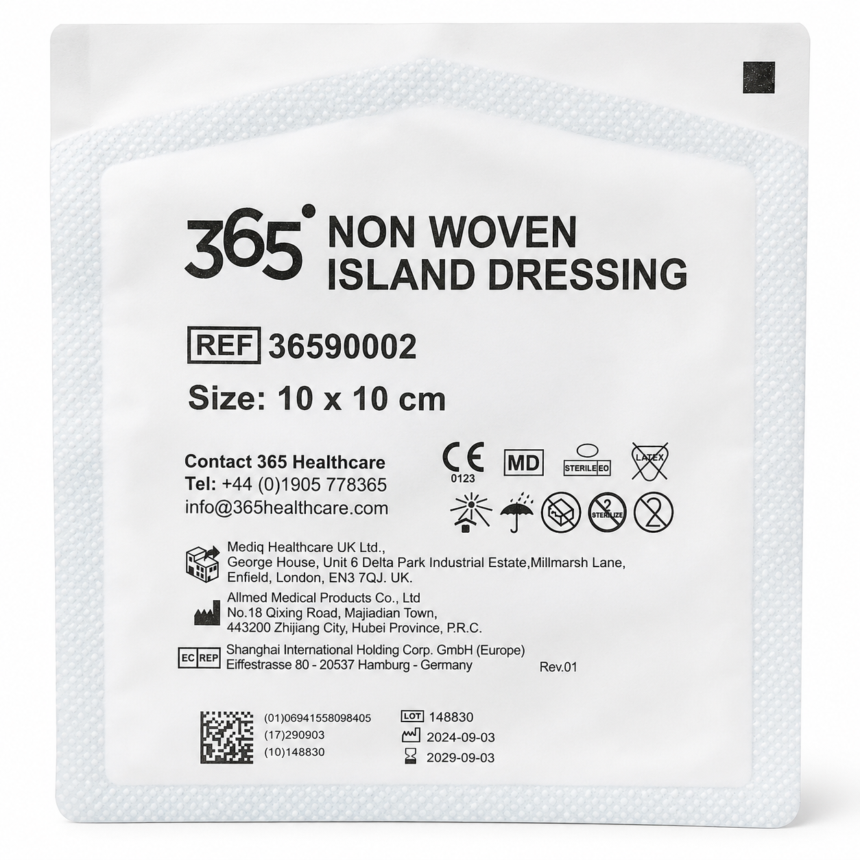 365 Non Woven Dressing 10x10cm Box of 50 | Sterile Adhesive Dressings
