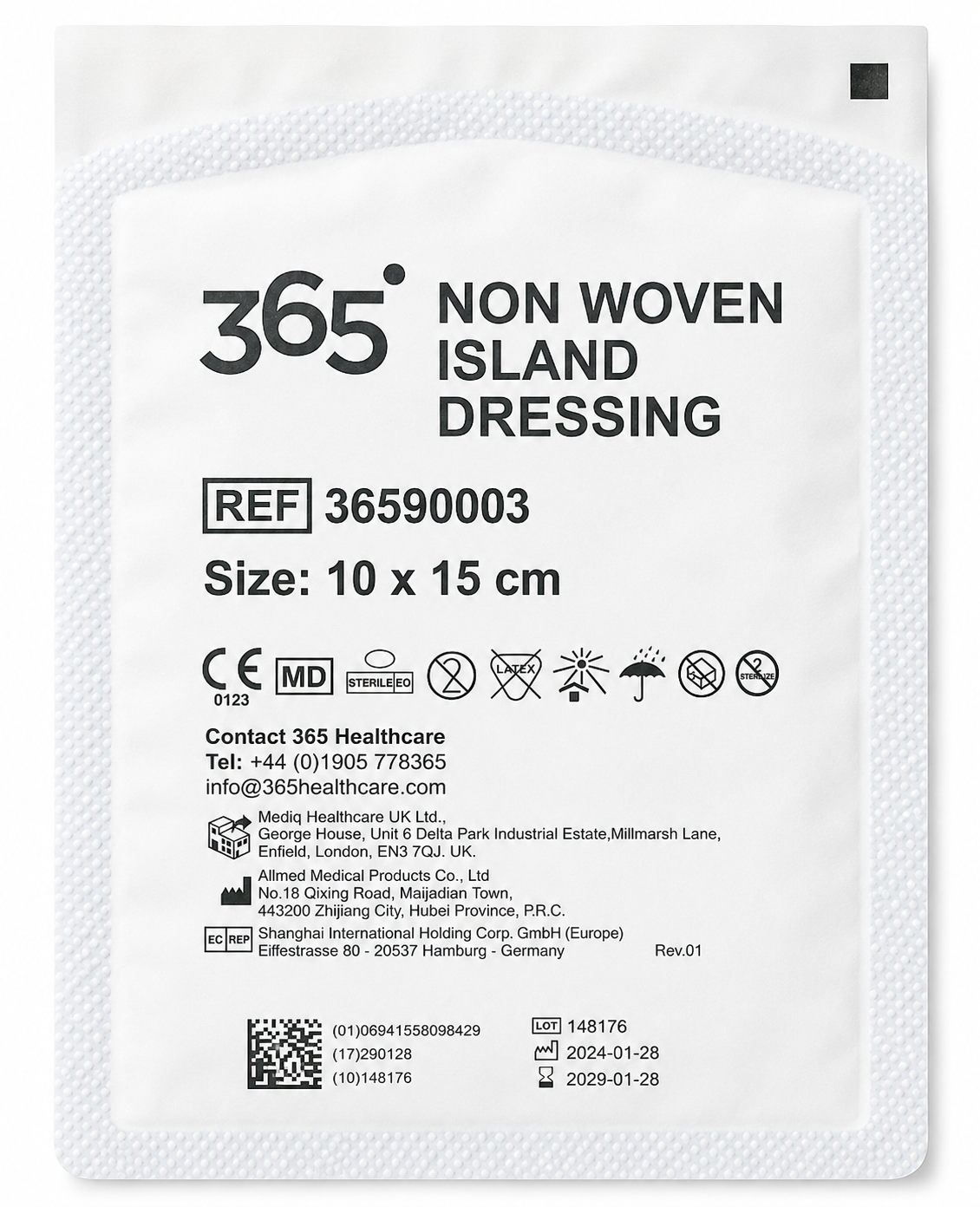 365 Non Woven Island Dressing 10x15cm Box of 50 | Sterile Dressings