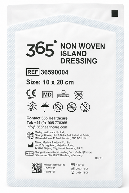 365 Non Woven Island Dressing 10x20cm Box of 25 | Sterile Dressings
