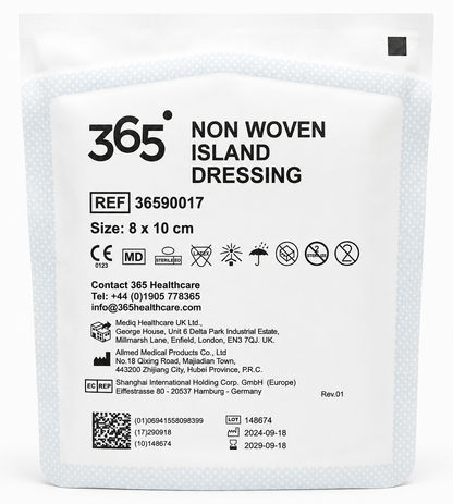 365 Sterile Non Woven Island Dressing 8x10cm | Adhesive Wound Dressings