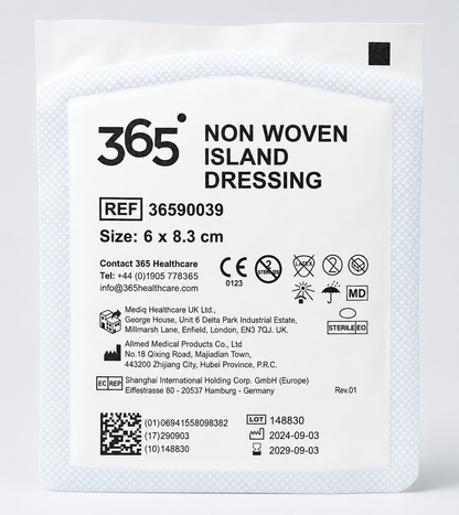365 Non Woven Island Dressing 6x8.3cm Box of 60 | Sterile Dressings